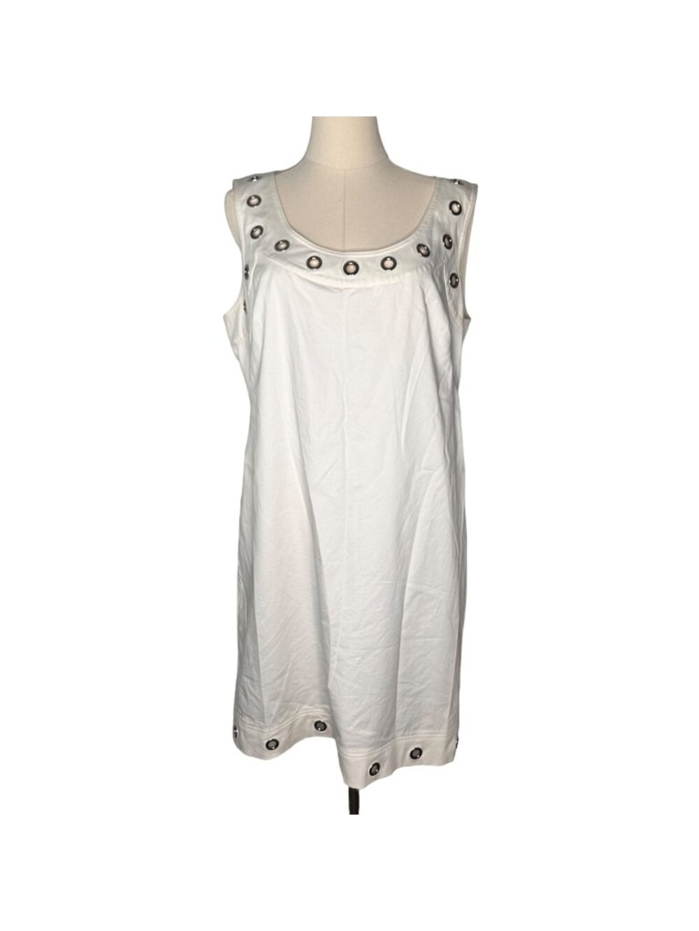 Calvin Klein White Sleeveless Dress W/Metal Gromets Size 14